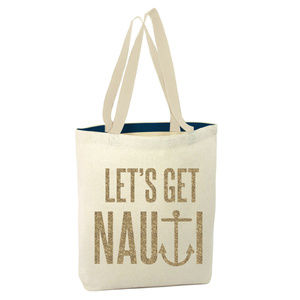 Sequin "Let's Get Nauti" Canvas Tote Bag